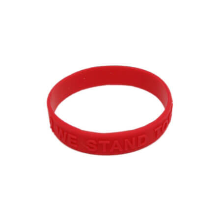 Red Ribbon Awareness Embossed Silicone Bracelet 