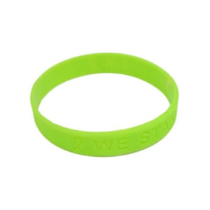 Lime Green Ribbon Awareness Silicone Bracelet Fundraising 25 Pack