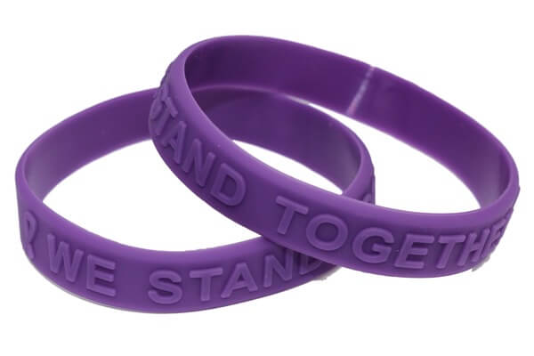 Purple Ribbon Awareness Silicone Bracelet 5 Pack 