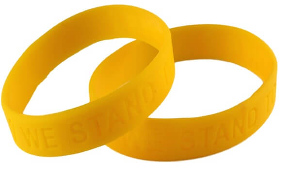 Gold Ribbon Awareness Embossed Silicone Bracelet