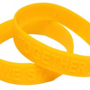 Gold Ribbon Awareness Embossed Silicone Bracelet