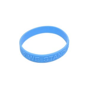 Light Blue Ribbon Awareness Embossed Silicone Bracelet 25 Pack