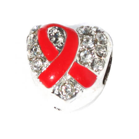 Red Ribbon Heart Charm with for Pandora style Buy 1 Give 1 - Products